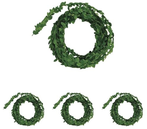 Rayher Guirnalda Hojas Artificiales de decoración, Verde, 5 m, Aprox. 1 cm ø, con Alambre, 5107300 (Paquete de 4)