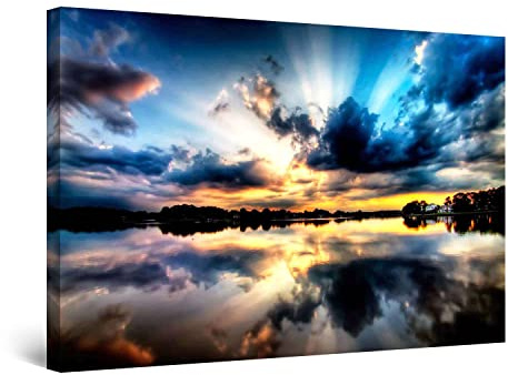 Startonight Bilder Mehrfarbiger Himmel II, Leinwandbilder Moderne Kunst, Natur Wanddeko Kunstdrucke, Wandbilder XXL Wohnzimmer Groß Wand Bild 80 x 120 cm, Tag Nacht Effekt, Elegante Geschenkidee Deko