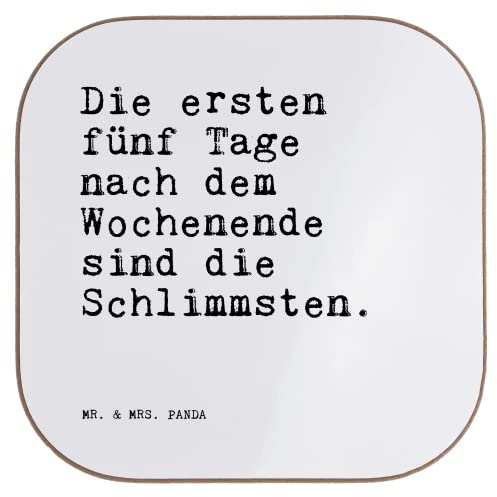 Mr. & Mrs. Panda Untersetzer Glas Die ersten fünf Tage... - Geschenk, Sprüche, Wochenende Arbeit Beruf Büro, für Gläser, gläseruntersetzer, Getränkeuntersetzer, Coaster, Design