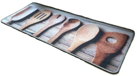 oKu-Tex Casâme Deco-Flair Kitchen Fußmatte, Polyamid, Kochlöffel Braun, 50 x 120 cm