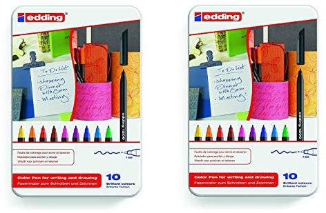 Edding 4-1200-10 Fasermaler 1200 Color Pen (Fasermaler | Metalletui, 2x 10-er Set | normal)