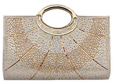 GESU Clutch-Geldbörsen für Damen, Strass, Abendtasche, Hochzeit, Party, Cocktail, Handtasche, Gold.