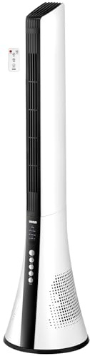 UNOLD 86890 Tornfläkt vy – vit, 60° svängning, timerfunktion, 3-stegs hastighetskontroll, ventilationsläge: Sömn/normal/naturlig, fjärrkontroll