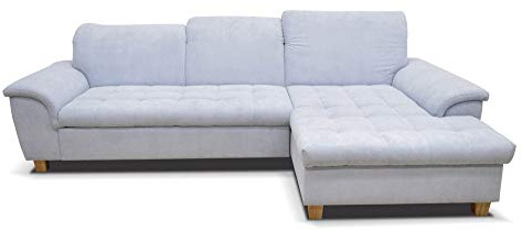 DOMO Ecksofa Franzi / Couch mit Schlaffunktion Bettkasten Rückenfunktion / 281x170x81 cm / Eckcouch in pastellblau (blau)