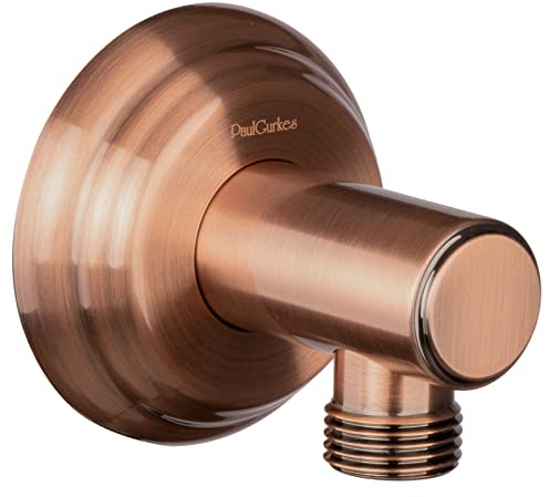 PaulGurkes Kupfer Wandanschlussbogen Nostalgie Rote Bronze Schlauchanschluss Wasserzulauf Retro Wandanschluss Anschlussbogen massives Messing hochwertige Farboberfläche Rund