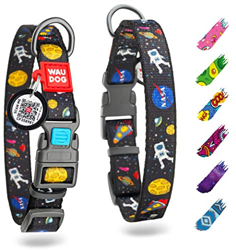 Hundehalsbänder für mittelgroße Hunde – mittelgroßes Hundehalsband Mädchen und Jungen verstellbares Medium Nylon-Hundehalsbänder Halsband Plus (NASA, 33,8 cm 48,5 Halsumfang)