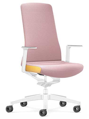 Interstuhl Pure Fashion Edition – Der Bürostuhl der Sich an Gewicht und Bewegung anpasst – ausgestattet mit der nachgewiesen ergonomischen Smart-Spring Technologie (1D-Armlehnen, Rose | Yellow)