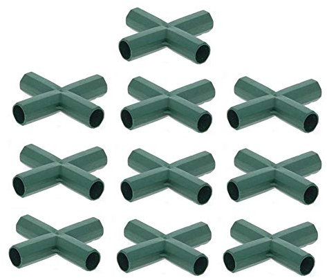 10 Stück Steckverbinder Rohrverbinder Verbindungsstücke, PVC Eckverbinder, für Gewächshäuser Rahmen Regale (4 Wege Niveau - 16mm)