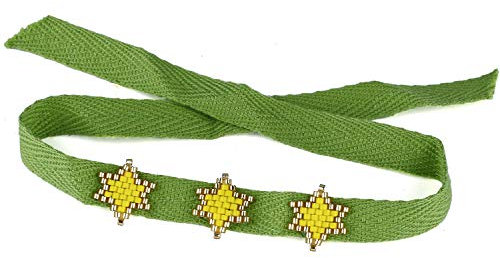 C·QUAN CHI Handstehendees gewebtes Armband Sechs-Punkt-Stern Handknoten Armband Baumwolle Freundschaftsarmband Armreif Frauen Wickelarmbänder für Geburtstagsgeschenke (Grün) 43D