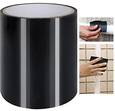 ZoneYan Nastro Impermeabile, Nastro Isolante, Potente Nastro di Riparazione, Nastro per Riparazione Piscina, Nastri Sigillante, 10cm*1.5m, per Riparare Tende e Tubi（Nero）