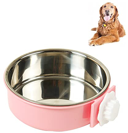 SUOXU Tazón de agua 2 en 1 para perros, cuenco de acero inoxidable, cuenco colgante para mascotas, comedero para cachorros, cuenco de agua para perros pequeños, medianos y grandes