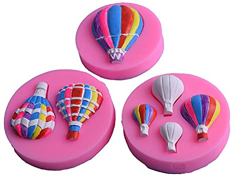 Cestony Heißluftballon-Fondant-Silikonformen für selbstgemachte Kuchen, Fondant, Kekse, Seife, Zucker, Pudding, Schokolade, harte Süßigkeiten, Dessert, Kerzen, Dekoration, 3 Stück
