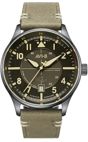 AVI 8 Stanton Kent Automatic Reloj para Hombre Analógico de Automático Suizo con Brazalete de Piel sintética AV-4094-04