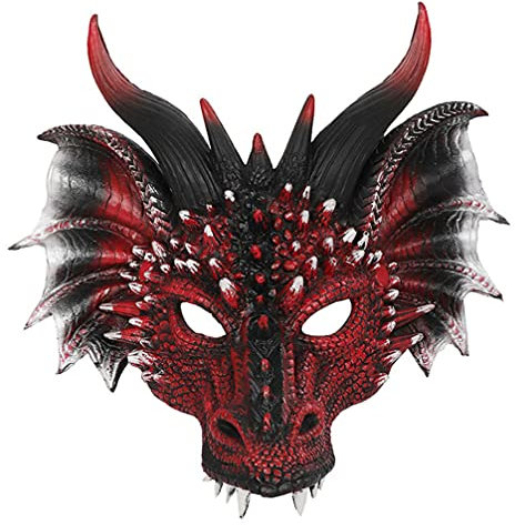 Toddmomy Festival Party Cosplay Gesichtsmaske Halloween Dragon Masken Dragon Head Masken Cosplay Red Halloween Party für en Facekmask