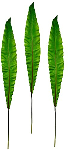Hoja artificial alta alargada fina hoja de palma monstera hoja hoja de helecho rama, hoja de arte, hoja única, exótica, decoración decorativa, hoja de verde, floristería con flores individuales