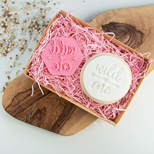 LissieLou Wild One with Arrow Baby Shower Cookie Stamp Baby Shower Icing Stamp Fondant Embosser - Light Pink