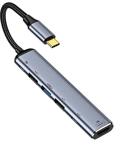 NFHK Adaptateur multiport USB-C type C vers HDMI 4K double USB 3.0 HDTV 60 Hz avec port d'alimentation femelle 100 W PD