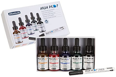 PARTY DISCOUNT NEU Schmincke Aqua Drop Karton-Set, 5 x 30ml + 1 Liner