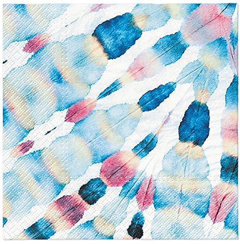 3Ply Heritage Lux Tissue Paper Napkins Serviettes for Decoupage 33cm x 33cm - Pack of 20 (Tie-Dye Feather)