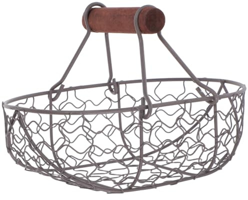 Warmhm Metal Storage Basket Vintage Iron Organizer for Kitchen Countertop for Fruits Vegetables and Eggs Rustic Mesh Design Farmhouse Decor