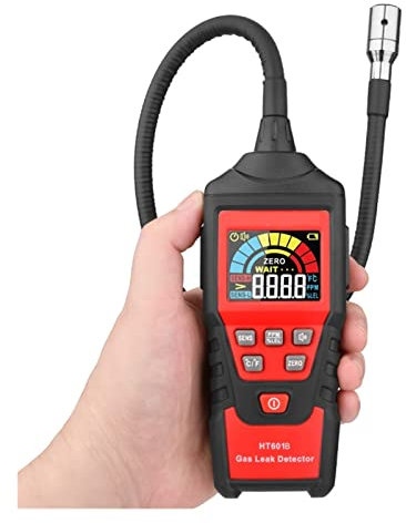Samnuerly Air Quality Monitor, HT601B Gas Leak Detector Analyzer Combustible Flammable Gas Finder Natural Ethanol Methane Tester LCD Color Display 9999 PPM