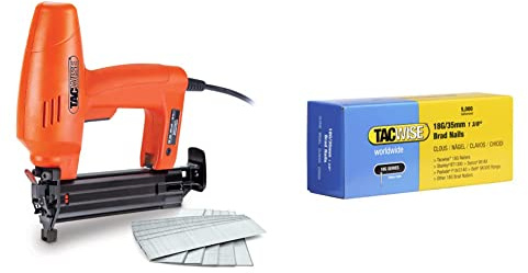 Tacwise 1705 Master Nailer 181ELS Pro, Electric Nail Brad Gun with 1000 Nails, Uses Type 180 (18G) / 15-35 mm Nails, Orange & 0399 Type 18G / 35 mm Galvanised Brad Nails, Silver, Pack of 5,000