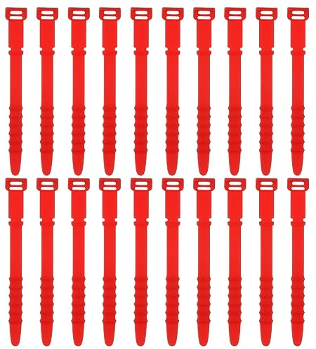 uxcell 20Pcs Silicone Cable Ties 4.5 Inch Reusable Wire Ties Elastic Cable Cord Organizer Straps for Cords Wire USB Charge Management Food Storage, Red