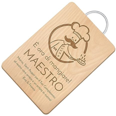 Maverton Tagliere rettangolare di legno con incisione personalizzata | Battilardo in legno, Set per cucina professionale per uomo, Taglieri cucina 32 x 25 cm, Auguri