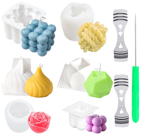 Gotetiso Kerzen Selber Machen Set 3D Kerzenform Bubble Kerzen Kit Silikon Kerzenform Kit DIY zum Selber Gießen für Bastel Ornamente