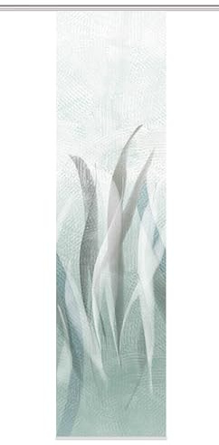 HOME WOHNIDEEN SIRALIO Schiebegardine, Seidenoptik, 245x60 cm, Pflanzendruck, Farbe:Salbei, Größe:245 x 60 cm, Anzahl:1x