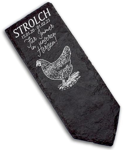 DEKOLANDO Grabstecker Grabschmuck Grabstein - Dunkles Huhn - Personalisiert Grab Deko 22x8 Grabdekoration