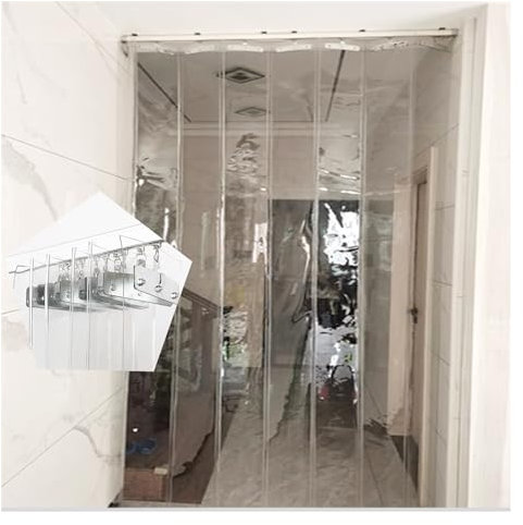 SYFXZZDS Schiebevorhang PVC-Streifenvorhang für Tür Transparenter Flexibler Faltbarer Türstreifen PVC-Kunststoff-Klimaanlagen-Trennwandvorhang Push-Pull Faltbar (Color : Clear, Size : 120x240cm/47.2