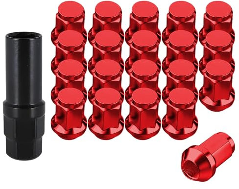 kingsea Radmuttern Für Stahlfelgen M12x1.5 Radmuttern Kappen, Radmuttern Original-Stil Auto Radmuttern Kegelsitz Mit Schlüsselhülse