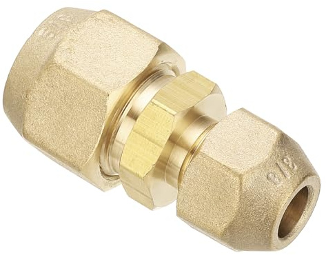 PATIKIL 3/8 a 5/8 Conector de Unión de Extensión de Tubería | Acopladores de Tubería de Latón Sin Soldadura, con 2 Tuercas de Brida, para Aire Acondicionado Refrigeración