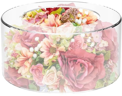 Alzata per torta riempibile in acrilico trasparente, 20 cm, a cilindro, espositore impilabile, centrotavola per cupcake, base decorativa, per matrimoni, baby shower, feste di compleanno (20 cm)