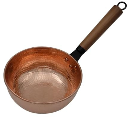 perfk Suppentopf, Stielkasserolle, multifunktionales kleines Kochgeschirr, Kupfer-Saucentopf, Suppentopf für das Kochen im Restauranthaushalt beim Camping, Runder Boden