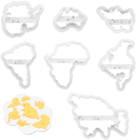 Lot de 7 emporte-pièces en forme de carte du monde - Pochoir de décoration de gâteaux - En forme de sept continents - Pour gâteaux, cookies, cupcakes, fondants, pâtisseries