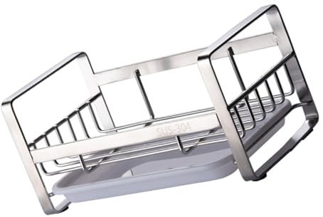 IMIKEYA Kitchen Sink Storage Rack Stainless Steel Draining Board Drip Tray Creative Sponge Holder for Sink Area