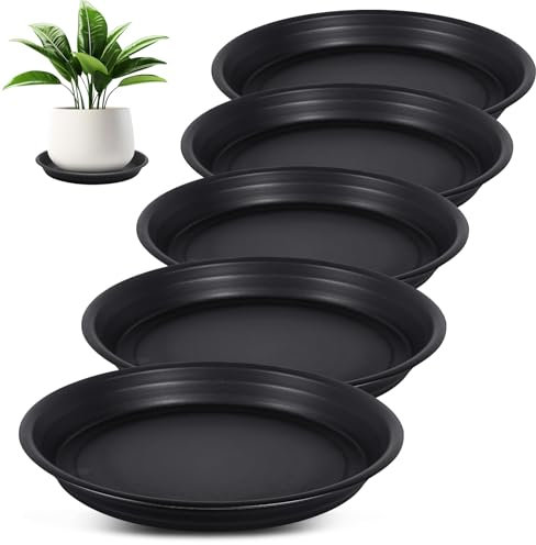 Chuner 5 Pièces Soucoupes pour Plantes, 28cm Fleur Plastique Soucoupes Pots, Coupelle Pot de Fleur, Dessous de Jardinière en Plastique Rond Convient pour l'intérieur et l'extérieur
