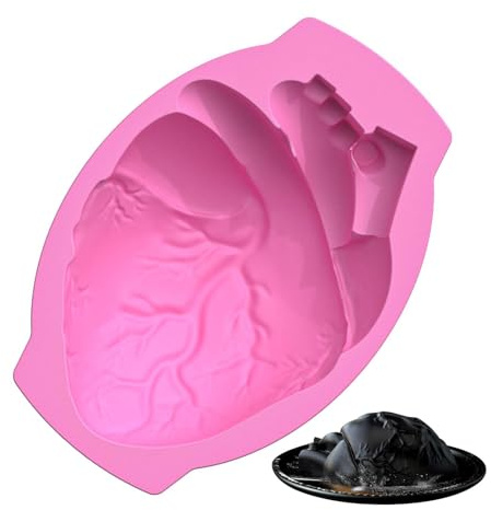 Stampi in silicone per Halloween – Forma anatomica a forma di cuore per cioccolatini, stampi realistici a forma di cuore | Stampi riutilizzabili e antiaderenti per decorare torte, utensili