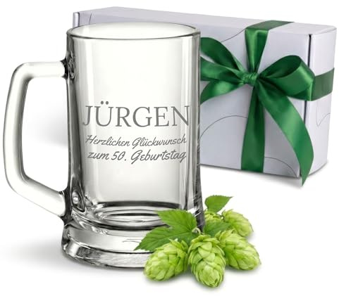 Bierkrug mit Gravur - Personalisierte Geschenke Männer - Geschenke für Sie & Ihn - Bierglas Geschenkidee für Herren, Freunde Vatertag - Geburtstagsgeschenk Bierfreunde Prost!