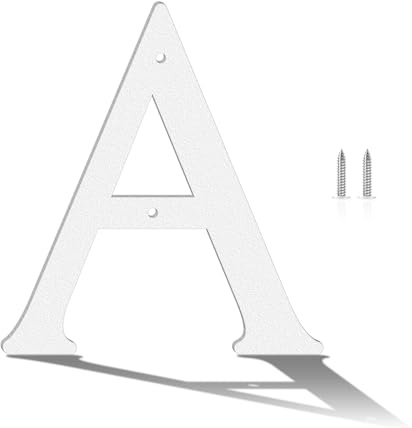 10 cm Hausnummer aus Weiß Metall, Metallische Buchstaben und Zahlen, Moderne Adresse Dekoration Zeichen und Nagel Kit, Geeignet für Häuser, Hotels, Wohnungen, Außenbereiche(A)