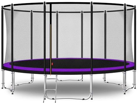 Baunsal® Trampolin Outdoor Ø 457 cm (FGOS) lila-schwarz als Komplettset Gartenspielzeug Kindertrampolin Gartentrampolin rund Garten Spielzeug für Kinder