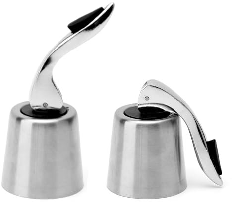 2 tapones de acero inoxidable para botellas de champán, cierre para botellas de vino, tapón de vino, tapón de vino para conservar vino tinto