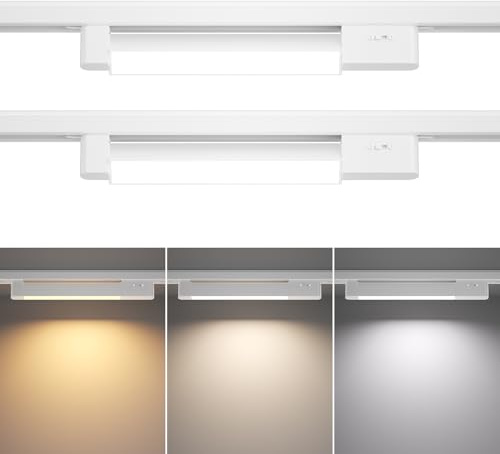 TuyuBEE 3 Color Linear H Type Track Lighting Heads, LED Track Light Heads Dimmable Track Lighting Fixtures Ceiling Flood Light, H Style Track Heads for H Track Lighting Rails, White CRI90 15W 2 Pack