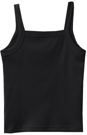 Débardeur Fille - Maillot de Corps pour Fille - Débardeur de Sport - T-Shirt d'été - Haut à Bretelles - Loisirs - sans Manches - Vêtements pour Enfants Respirant Confortable (Black, 9-10 Years)