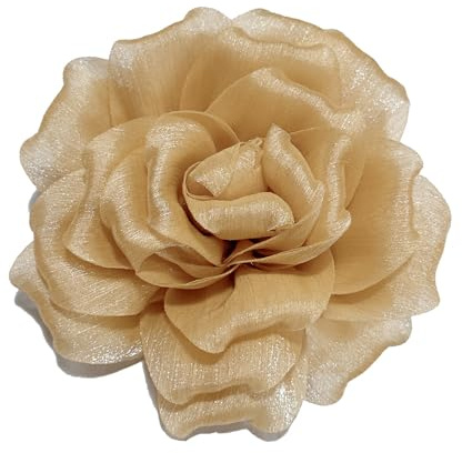 150mm Broche Fleur Camélia Élégante – Épingle à Revers En Tissu Texturé, Accessoire De Mode Pour Femme Et Homme, Idéal Pour Mariage, Fête, Costume Et Robe, Cadeau Festif (Doré Clair)