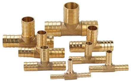 Conector en T de Manguera de 3 vías con Reborde Igual de 4-19 mm, Accesorio de tubería de latón(12x 6 x 12mm)
