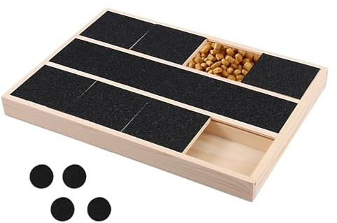 Kratzbrett für Hunde,Rutschfest HolzKratzbrett mit Integrierter Leckerlibox und Schleifpapier,35*25*3.5cm,Stressfrei Schleifpapier Nagelschneider,Vielseitig Einsetzbares Kratzbrett für Drinnen Drauße
