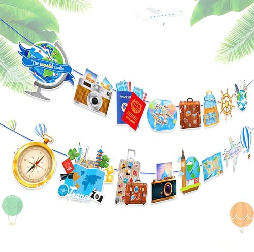 Adventure Awaits Banner Travel Party Supplies Adventure Begin Girlande | Adventure Awaits Banner Travel Party Supplies Adventure Begin Girlande für Geburtstag Graduierung Ruhestand Abschied